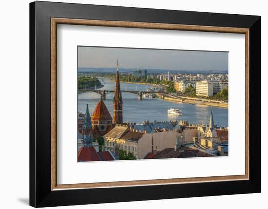 View from Castle Hill of the Margaret Bridge crossing the Danube River, Buda side, Budapest-Tom Haseltine-Framed Photographic Print