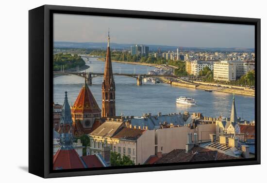 View from Castle Hill of the Margaret Bridge crossing the Danube River, Buda side, Budapest-Tom Haseltine-Framed Premier Image Canvas