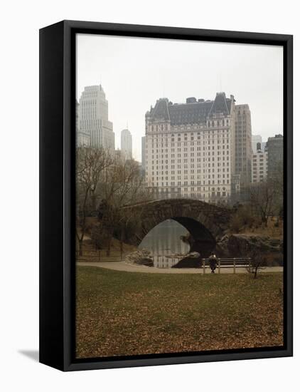 View from Central Park with Plaza Hotel in the Distance-Dmitri Kessel-Framed Premier Image Canvas