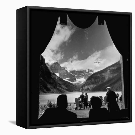 View From Chateau Lake Louise Looking Up Lake Louise at Victoria Glacier-Andreas Feininger-Framed Premier Image Canvas