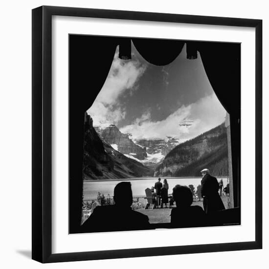 View From Chateau Lake Louise Looking Up Lake Louise at Victoria Glacier-Andreas Feininger-Framed Photographic Print