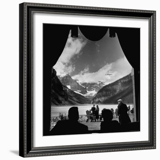 View From Chateau Lake Louise Looking Up Lake Louise at Victoria Glacier-Andreas Feininger-Framed Photographic Print