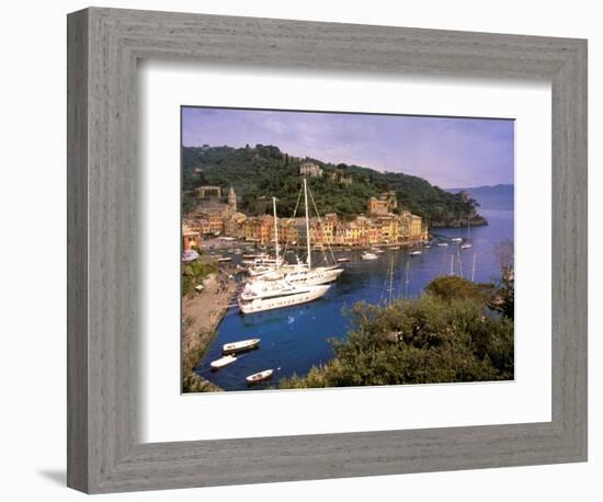 View from Chiesa S. Giorgio, Riviera di Levante, Liguria, Portofino, Italy-Walter Bibikow-Framed Photographic Print