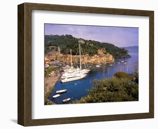 View from Chiesa S. Giorgio, Riviera di Levante, Liguria, Portofino, Italy-Walter Bibikow-Framed Photographic Print