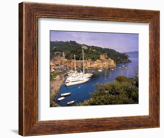 View from Chiesa S. Giorgio, Riviera di Levante, Liguria, Portofino, Italy-Walter Bibikow-Framed Photographic Print