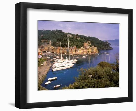 View from Chiesa S. Giorgio, Riviera di Levante, Liguria, Portofino, Italy-Walter Bibikow-Framed Photographic Print