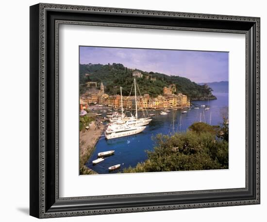 View from Chiesa S. Giorgio, Riviera di Levante, Liguria, Portofino, Italy-Walter Bibikow-Framed Photographic Print