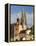 View from Danube River and Steinerne Bridge, Regensburg, Bavaria, Germany-Walter Bibikow-Framed Premier Image Canvas