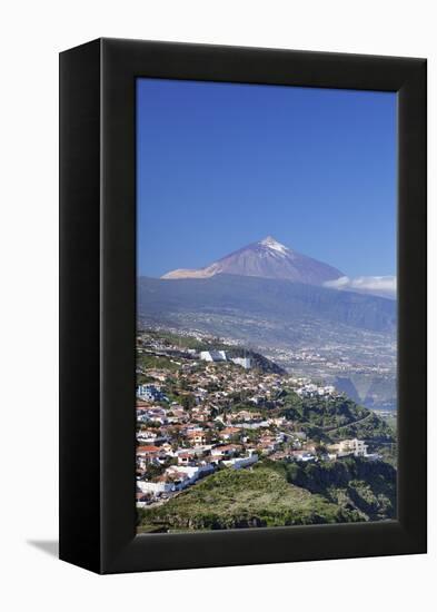 View from El Sauzal to Puerto De La Cruz and Pico Del Teide, Tenerife, Canary Islands, Spain-Markus Lange-Framed Premier Image Canvas