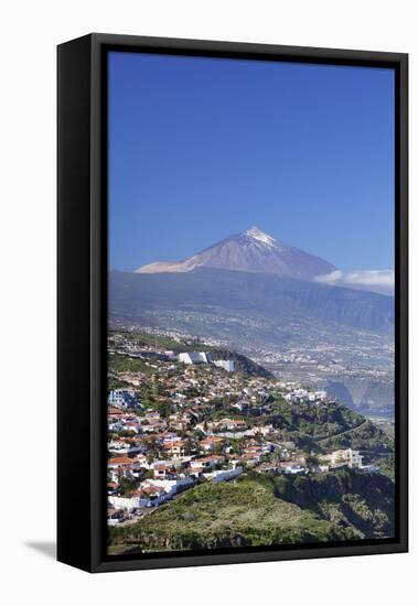 View from El Sauzal to Puerto De La Cruz and Pico Del Teide, Tenerife, Canary Islands, Spain-Markus Lange-Framed Premier Image Canvas