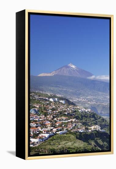 View from El Sauzal to Puerto De La Cruz and Pico Del Teide, Tenerife, Canary Islands, Spain-Markus Lange-Framed Premier Image Canvas