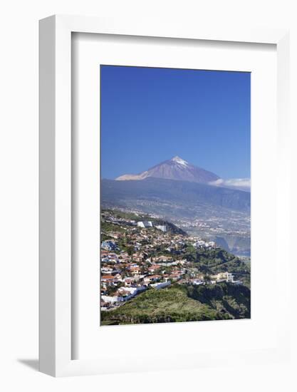 View from El Sauzal to Puerto De La Cruz and Pico Del Teide, Tenerife, Canary Islands, Spain-Markus Lange-Framed Photographic Print