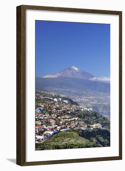 View from El Sauzal to Puerto De La Cruz and Pico Del Teide, Tenerife, Canary Islands, Spain-Markus Lange-Framed Photographic Print