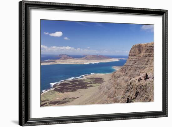 View from Famara Mountains to La Graciosa Island, Lanzarote, Canary Islands, Spain, Atlantic-Markus Lange-Framed Photographic Print