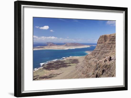 View from Famara Mountains to La Graciosa Island, Lanzarote, Canary Islands, Spain, Atlantic-Markus Lange-Framed Photographic Print