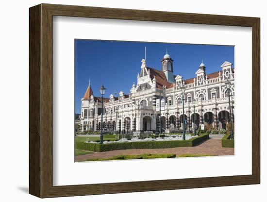 View from gardens to the imposing facade of Dunedin Railway Station, Anzac Square, Dunedin, Otago, -Ruth Tomlinson-Framed Photographic Print