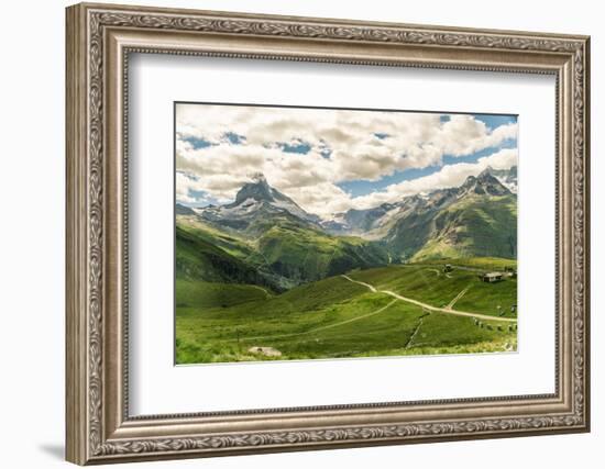 View from Gornegrat in the Alps towards the Matterhorn in summer, Swiss Alps, Switzerland-Armand Tamboly-Framed Photographic Print
