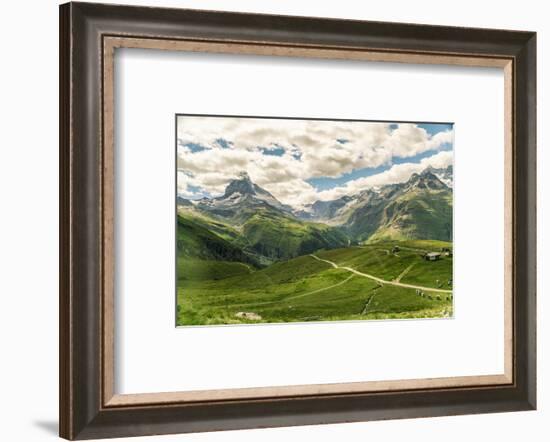 View from Gornegrat in the Alps towards the Matterhorn in summer, Swiss Alps, Switzerland-Armand Tamboly-Framed Photographic Print