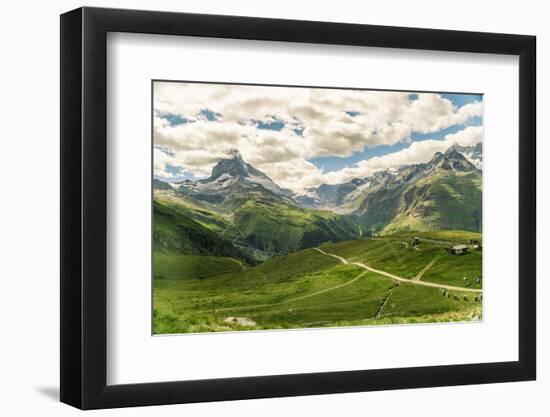 View from Gornegrat in the Alps towards the Matterhorn in summer, Swiss Alps, Switzerland-Armand Tamboly-Framed Photographic Print