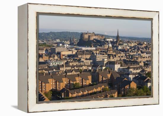 View from Holyrood Park over City Rooftops to Edinburgh Castle, City of Edinburgh, Scotland-Ruth Tomlinson-Framed Premier Image Canvas