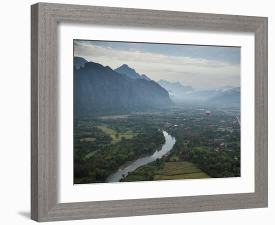 View from Hot Air Balloon Ride, Vang Vieng, Laos, Indochina, Southeast Asia, Asia-Ben Pipe-Framed Photographic Print