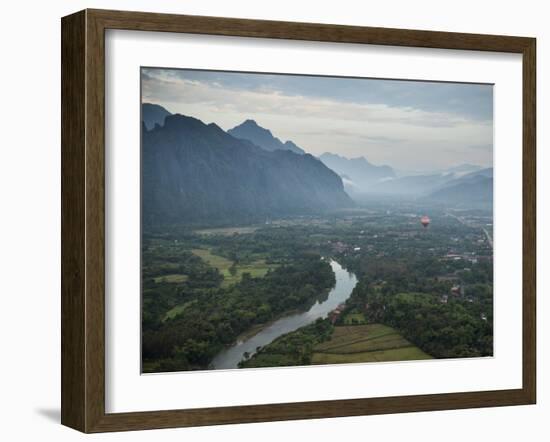 View from Hot Air Balloon Ride, Vang Vieng, Laos, Indochina, Southeast Asia, Asia-Ben Pipe-Framed Photographic Print