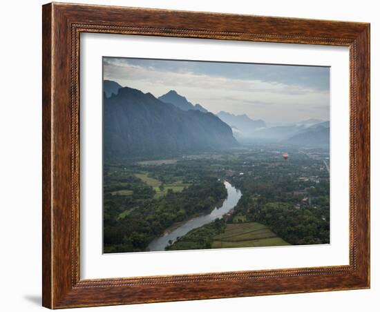 View from Hot Air Balloon Ride, Vang Vieng, Laos, Indochina, Southeast Asia, Asia-Ben Pipe-Framed Photographic Print