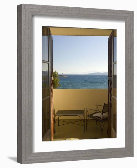 View from Hotel Room of Mediterranean, Ile Rousse, Corsica, France-Trish Drury-Framed Photographic Print