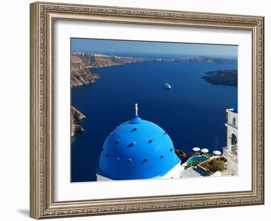 View from Imerovigli Overlooking Ocean, Santorini, Cyclades, Greek Islands, Greece, Europe-Sakis Papadopoulos-Framed Photographic Print