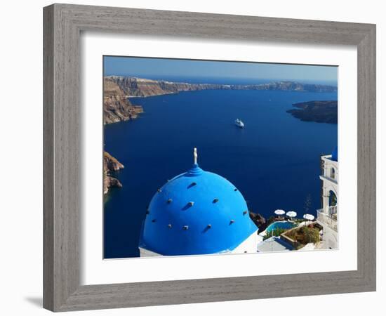 View from Imerovigli Overlooking Ocean, Santorini, Cyclades, Greek Islands, Greece, Europe-Sakis Papadopoulos-Framed Photographic Print