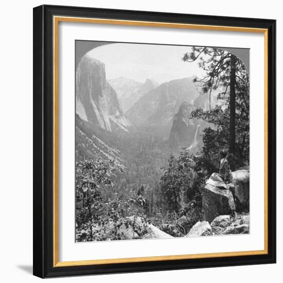 View from Inspiration Point Through Yosemite Valley, California, USA, 1902-Underwood & Underwood-Framed Photographic Print