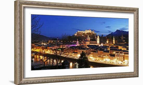 View from Kapuzinerberg Hill towards old town, Salzburg, Austria, Europe-Hans-Peter Merten-Framed Photographic Print