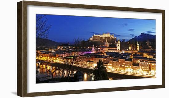 View from Kapuzinerberg Hill towards old town, Salzburg, Austria, Europe-Hans-Peter Merten-Framed Photographic Print