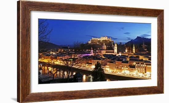 View from Kapuzinerberg Hill towards old town, Salzburg, Austria, Europe-Hans-Peter Merten-Framed Photographic Print