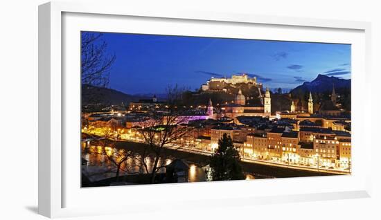 View from Kapuzinerberg Hill towards old town, Salzburg, Austria, Europe-Hans-Peter Merten-Framed Photographic Print