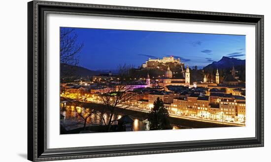 View from Kapuzinerberg Hill towards old town, Salzburg, Austria, Europe-Hans-Peter Merten-Framed Photographic Print