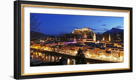 View from Kapuzinerberg Hill towards old town, Salzburg, Austria, Europe-Hans-Peter Merten-Framed Photographic Print