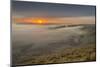 View from Mam Tor of fog in Hope Valley at sunrise, Castleton, Peak District National Park, Derbysh-Frank Fell-Mounted Photographic Print