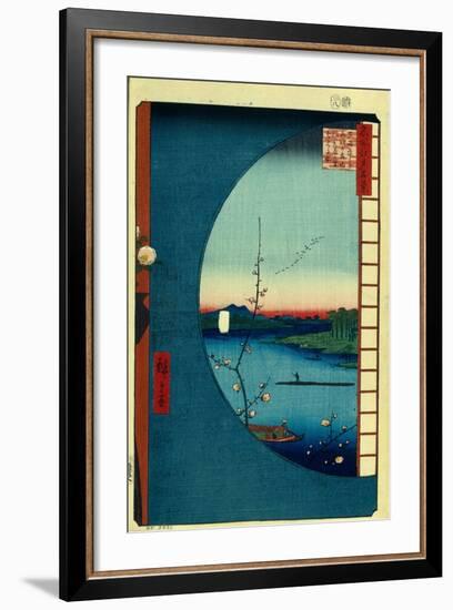 View from Massaki on the Grove Near Suijin Shrine, the Uchigawa Inlet and Sekiya Village-Utagawa Hiroshige-Framed Giclee Print