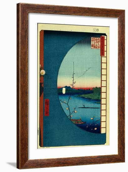 View from Massaki on the Grove Near Suijin Shrine, the Uchigawa Inlet and Sekiya Village-Utagawa Hiroshige-Framed Giclee Print