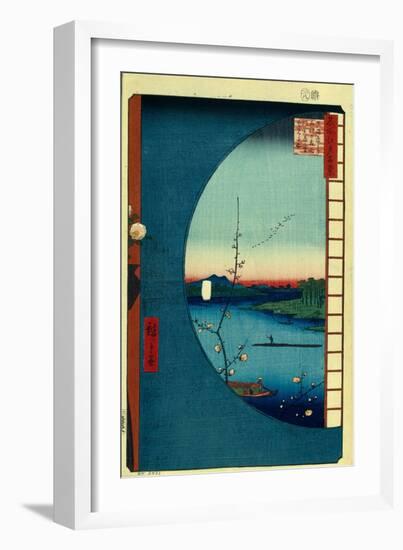 View from Massaki on the Grove Near Suijin Shrine, the Uchigawa Inlet and Sekiya Village-Utagawa Hiroshige-Framed Giclee Print