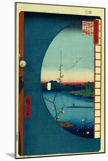 View from Massaki on the Grove Near Suijin Shrine, the Uchigawa Inlet and Sekiya Village-Utagawa Hiroshige-Mounted Giclee Print