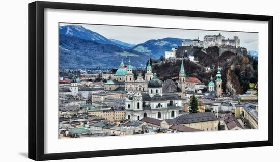 View from Monchsberg Hill towards old town, Salzburg, Austria, Europe-Hans-Peter Merten-Framed Photographic Print