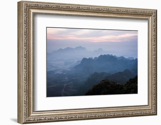 View from Mount Zwegabin at Sunrise, Hpa An, Kayin State (Karen State), Myanmar (Burma), Asia-Matthew Williams-Ellis-Framed Photographic Print