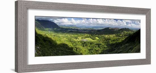 View from Nuuanu Pali State Wayside Viewpoint, Oahu, Hawaii, USA-Charles Crust-Framed Photographic Print