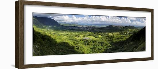 View from Nuuanu Pali State Wayside Viewpoint, Oahu, Hawaii, USA-Charles Crust-Framed Photographic Print