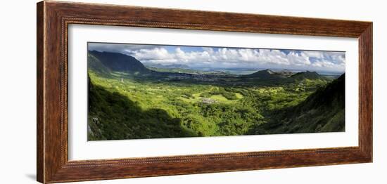 View from Nuuanu Pali State Wayside Viewpoint, Oahu, Hawaii, USA-Charles Crust-Framed Photographic Print
