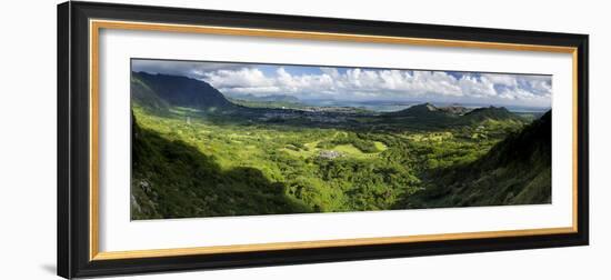 View from Nuuanu Pali State Wayside Viewpoint, Oahu, Hawaii, USA-Charles Crust-Framed Photographic Print