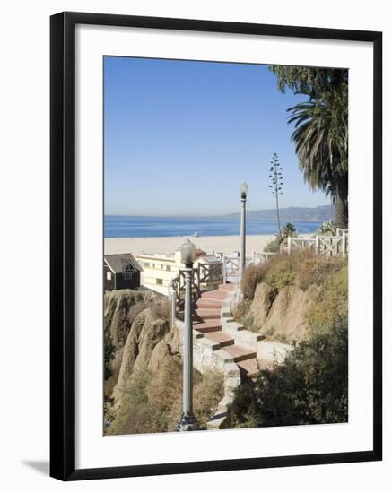 View from Palisades Down to Beach, Santa Monica Beach, Santa Monica, California, USA-Ethel Davies-Framed Photographic Print