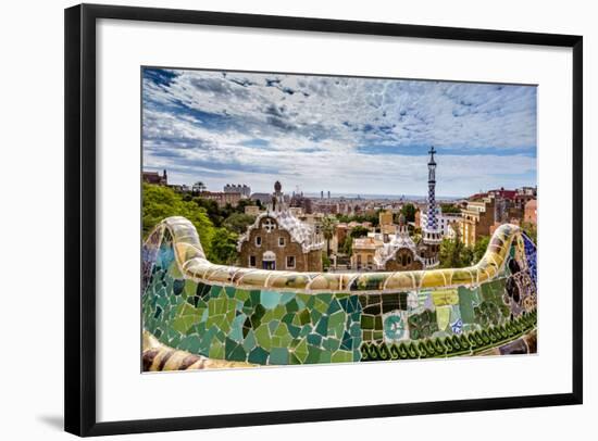 View from Parc Guell Towards City, Barcelona, Catalonia, Spain-Sabine Lubenow-Framed Photographic Print